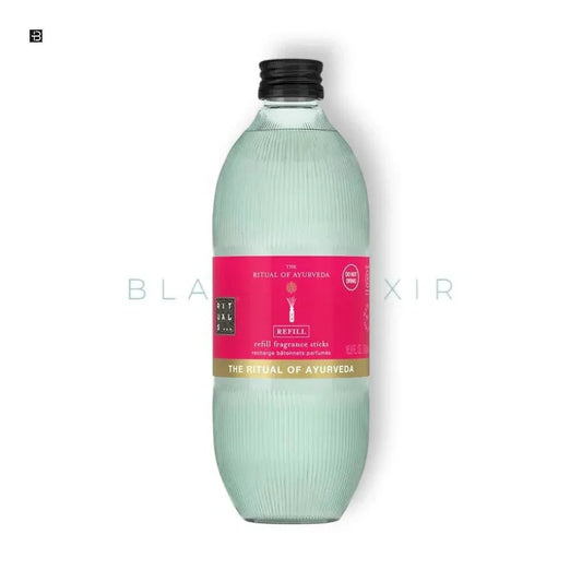 Rituals Ayurveda Duftstäbchen Nachfüllflasche mit rosa Etikett auf weißem Hintergrund