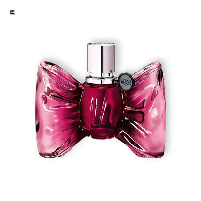 Luxusparfumflakon in Schleifenform, pinkes Glas, silberner Verschluss, Damenparfum