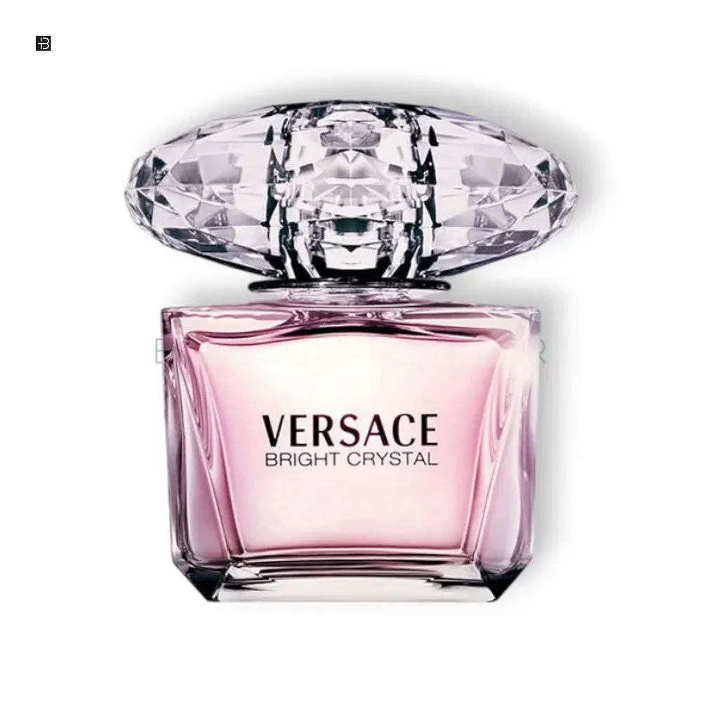 Versace Bright Crystal Parfumflakon, luxuriöses Damenparfum mit rosa Glas und Kristallverschluss