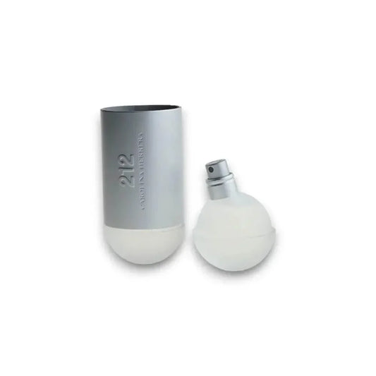 212 Eau de Toilette Flakon, silber-weißes Design, moderner Parfümflakon für Damen
