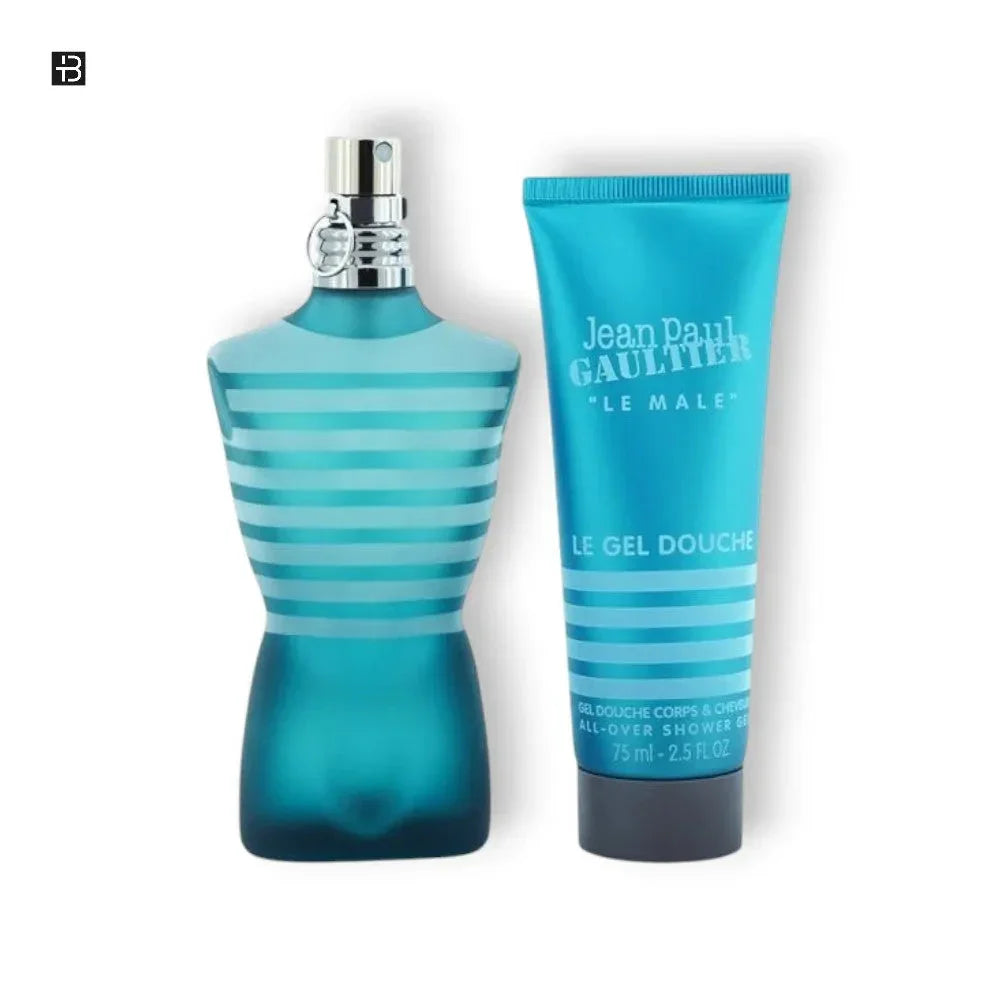 Jean Paul Gaultier Le Male Parfum und Duschgel Set in türkisblau, luxuriöses Männerduft Geschenkset