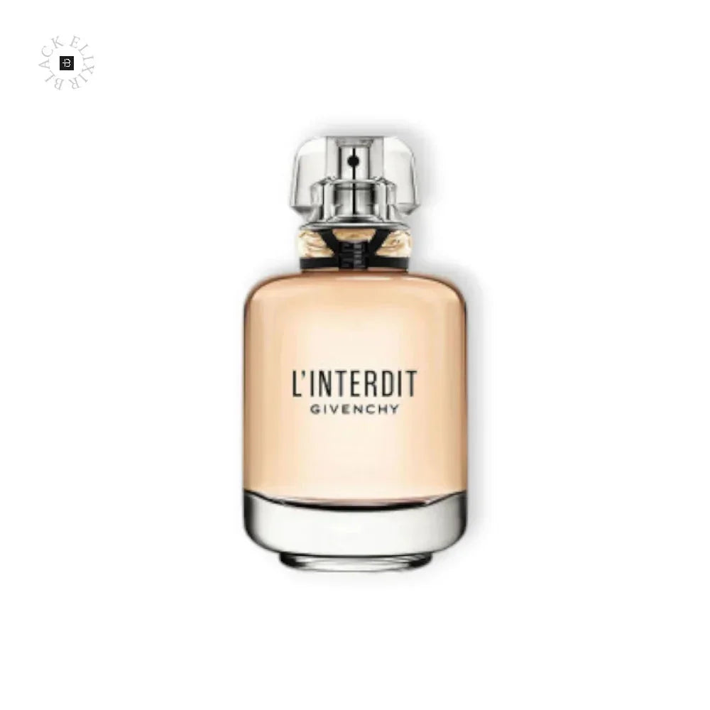 Givenchy L'Interdit Parfumflakon mit silbernem Verschluss auf weißem Hintergrund