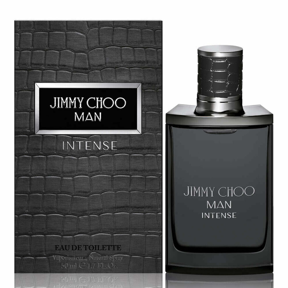 Men's Perfume Jimmy Choo Man Intense EDT 50 ml, sleek bottle, bold masculine scent.