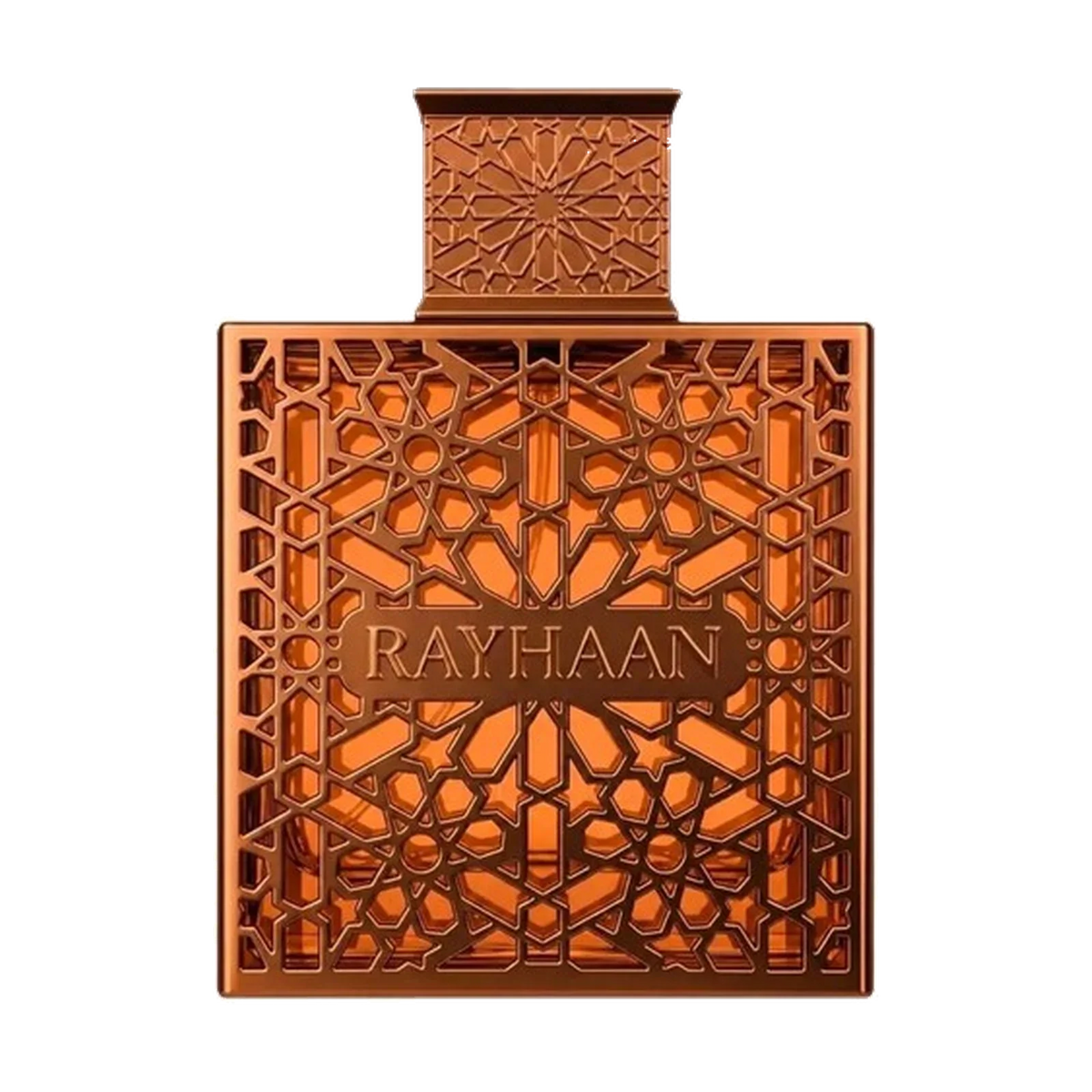 Rayhaan Vantage Eau de Parfum Flakon in Kupfer-Optik mit orientalischem Muster