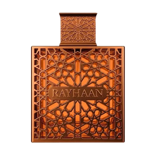 Rayhaan Vantage Eau de Parfum Flakon in Kupfer-Optik mit orientalischem Muster
