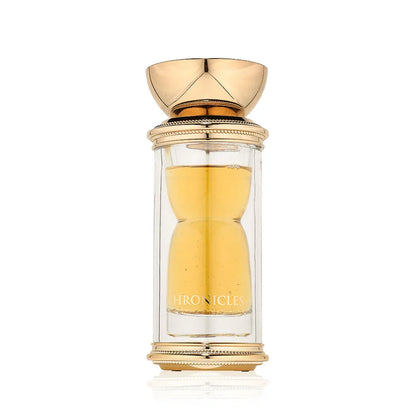 Luxuriöses Parfumflakon mit goldfarbenem Deckel, zeitloser Duft, elegantes Design