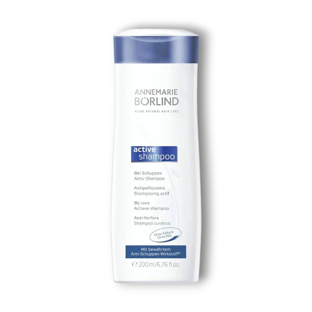 Anti-Schuppen Shampoo Flasche, 200ml, mit blauem Verschluss und weißem Etikett, Produktfoto