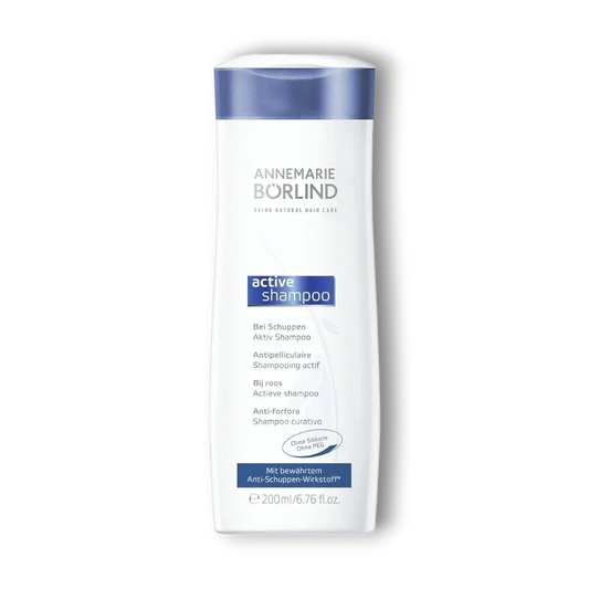 Anti-Schuppen Shampoo Flasche, 200ml, mit blauem Verschluss und weißem Etikett, Produktfoto