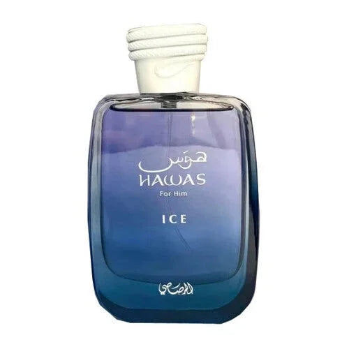 Hawas Ice Herrenparfum in blauer Flasche mit weißem Verschluss – luxuriöser Duft für Männer