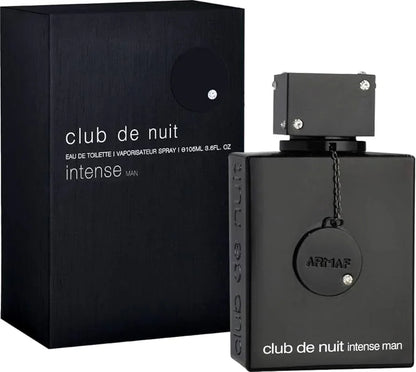 Schwarzer Flakon Club de Nuit Intense Man Eau de Toilette mit passender Verpackung, Herrenparfum