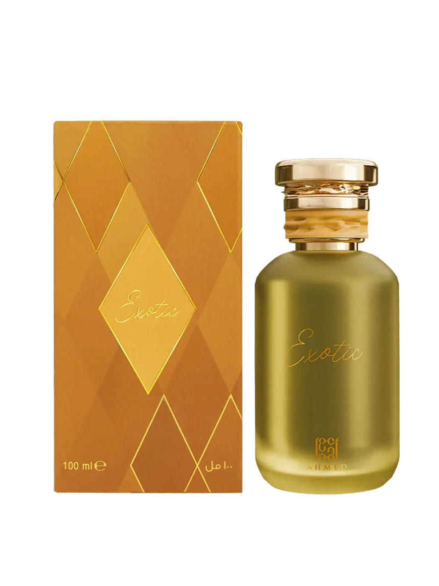 Luxusparfum Exotic 100ml in goldener Flasche mit passender goldener Verpackung
