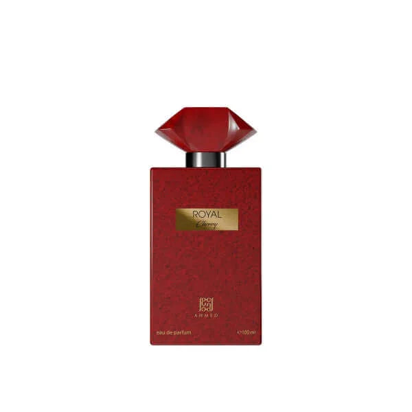 Rotes Parfumflakon Royal Cherry 100ml, luxuriöses Damenparfum mit goldfarbenem Etikett