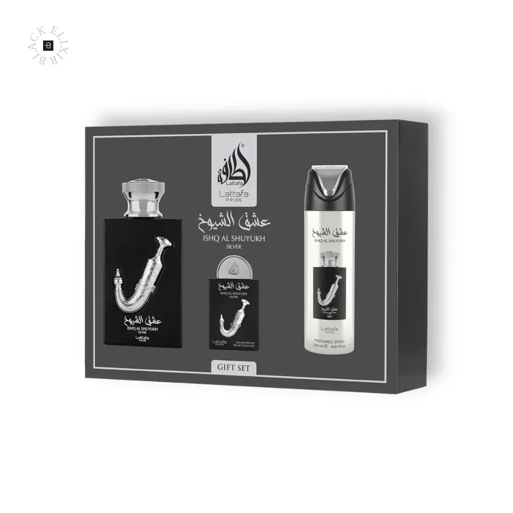 Lattafa Pride Ishq al Shuyukh Silver Eau de Parfum Gift Set