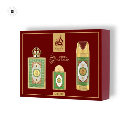 Lattafa Queen of Arabia Parfum Geschenkset mit Parfum, Deodorant und Bodylotion, luxuriöse Verpackung