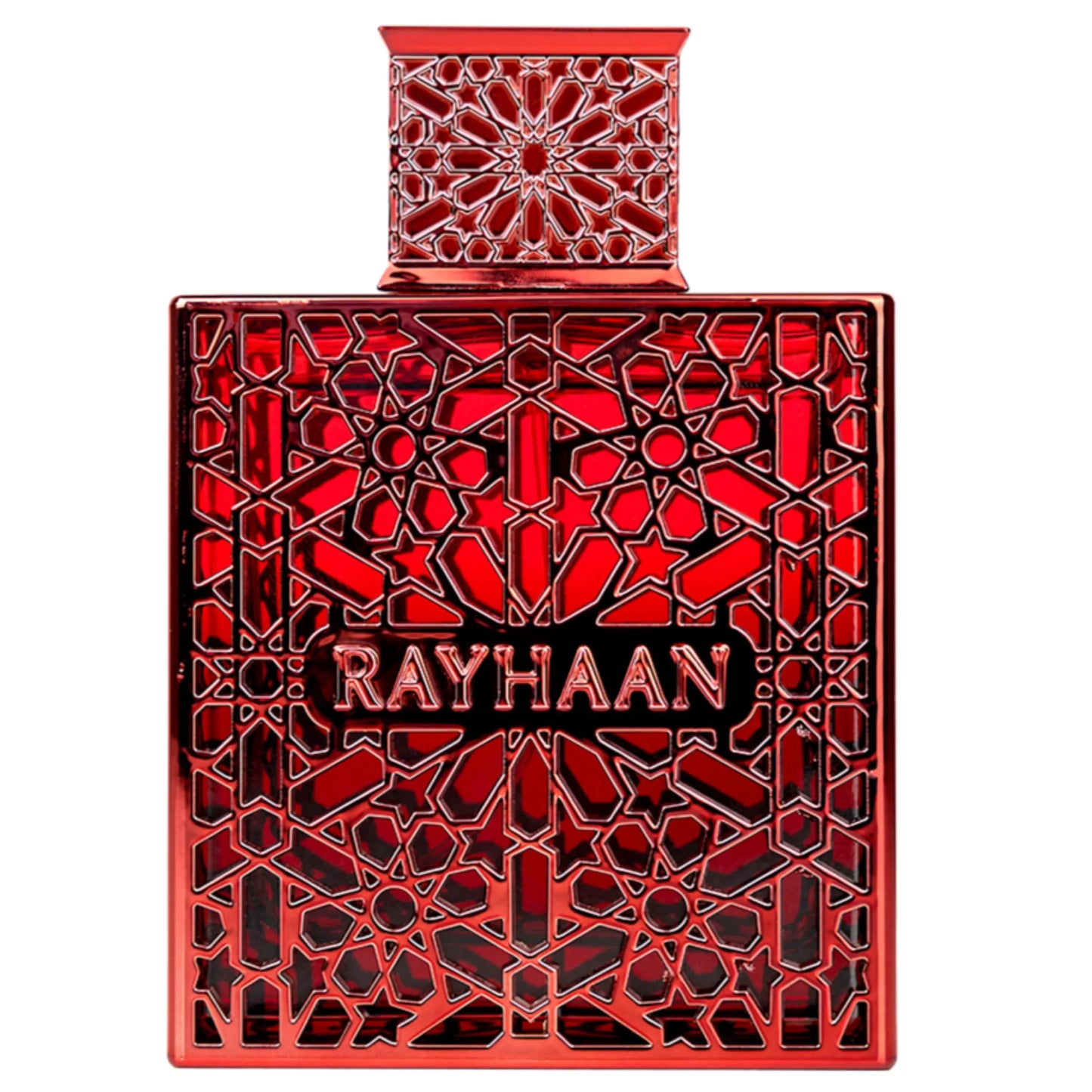 Luxus Parfum Rayhaan in roter Flasche mit arabischem Muster, exklusiver Duft für Damen und Herren