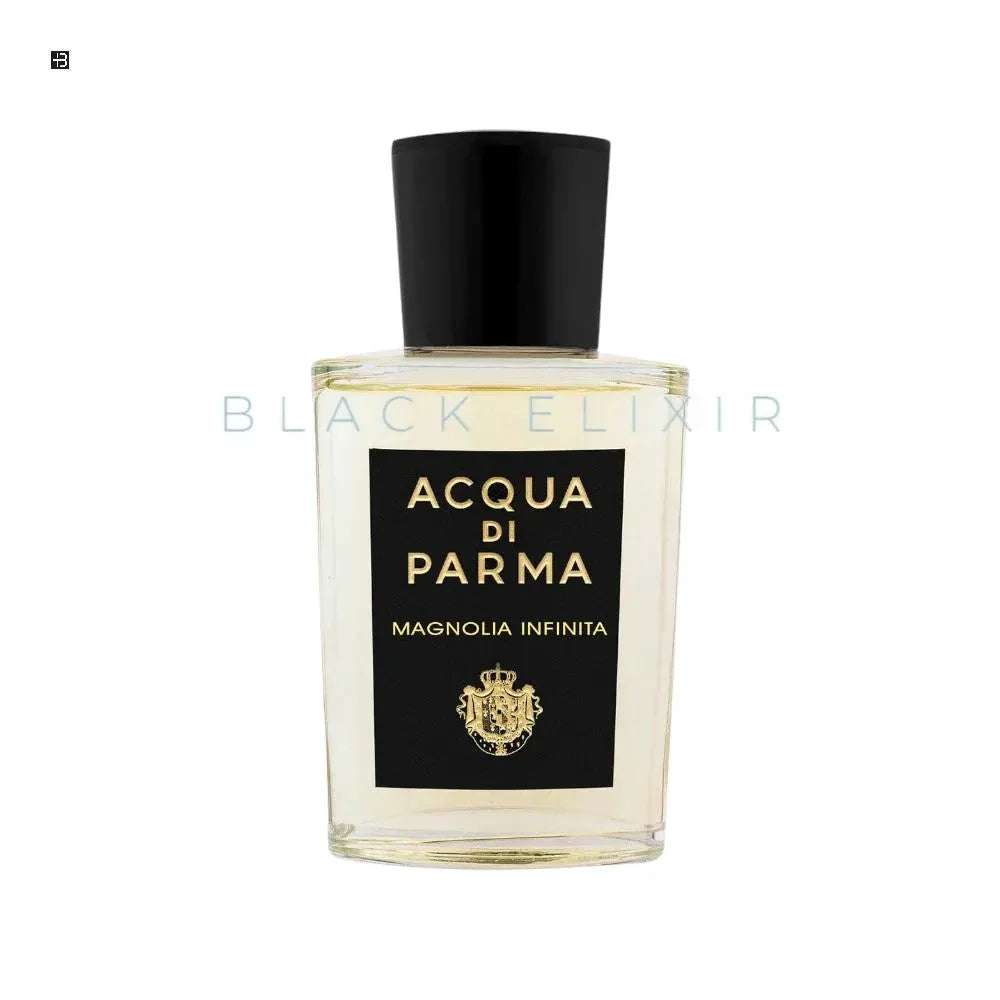 Luxusparfum Acqua di Parma Magnolia Infinita Flakon mit schwarzem Etikett und Verschluss