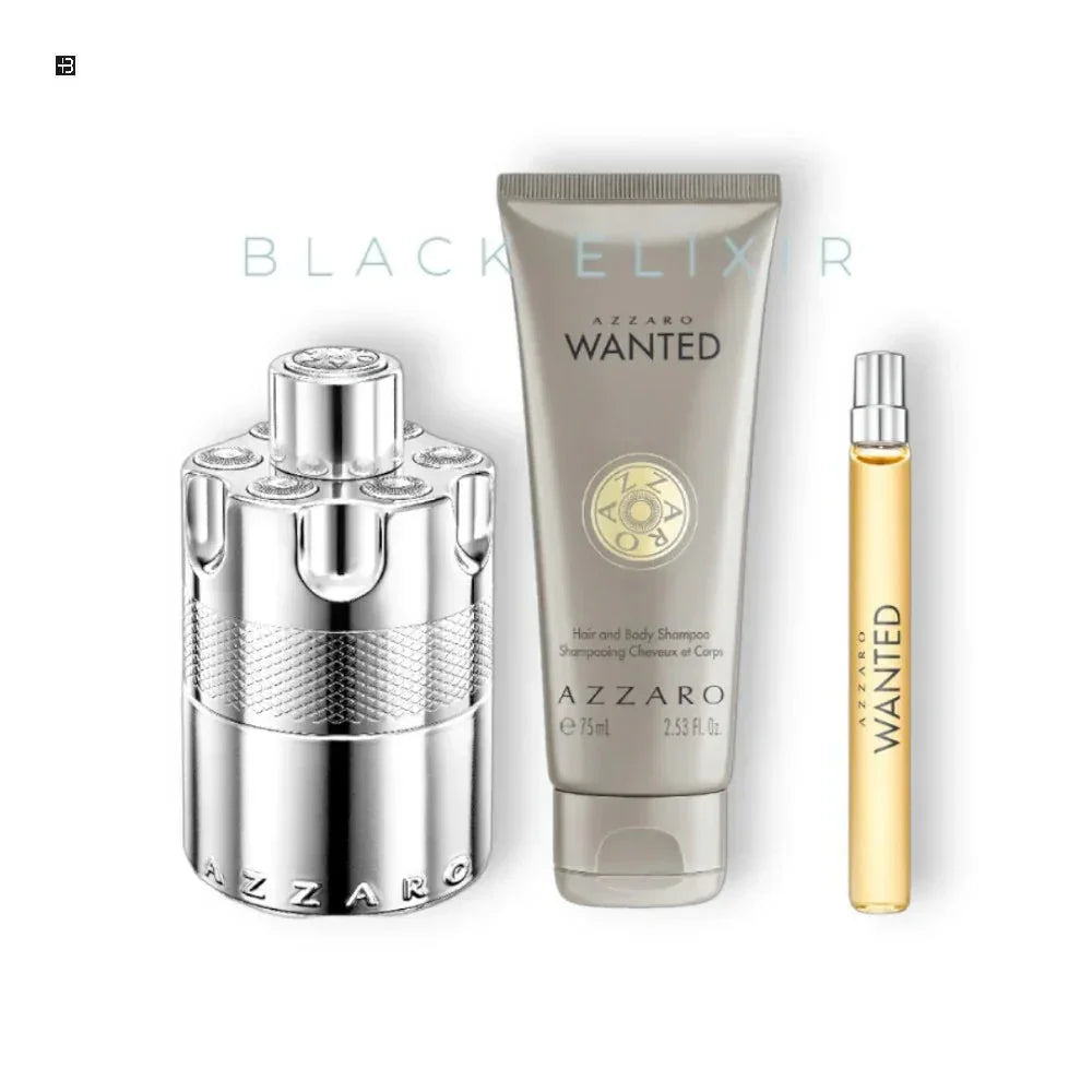 Azzaro Wanted Geschenkset mit Parfum, Duschgel und Duftstick für Herren, luxuriöse Düfte
