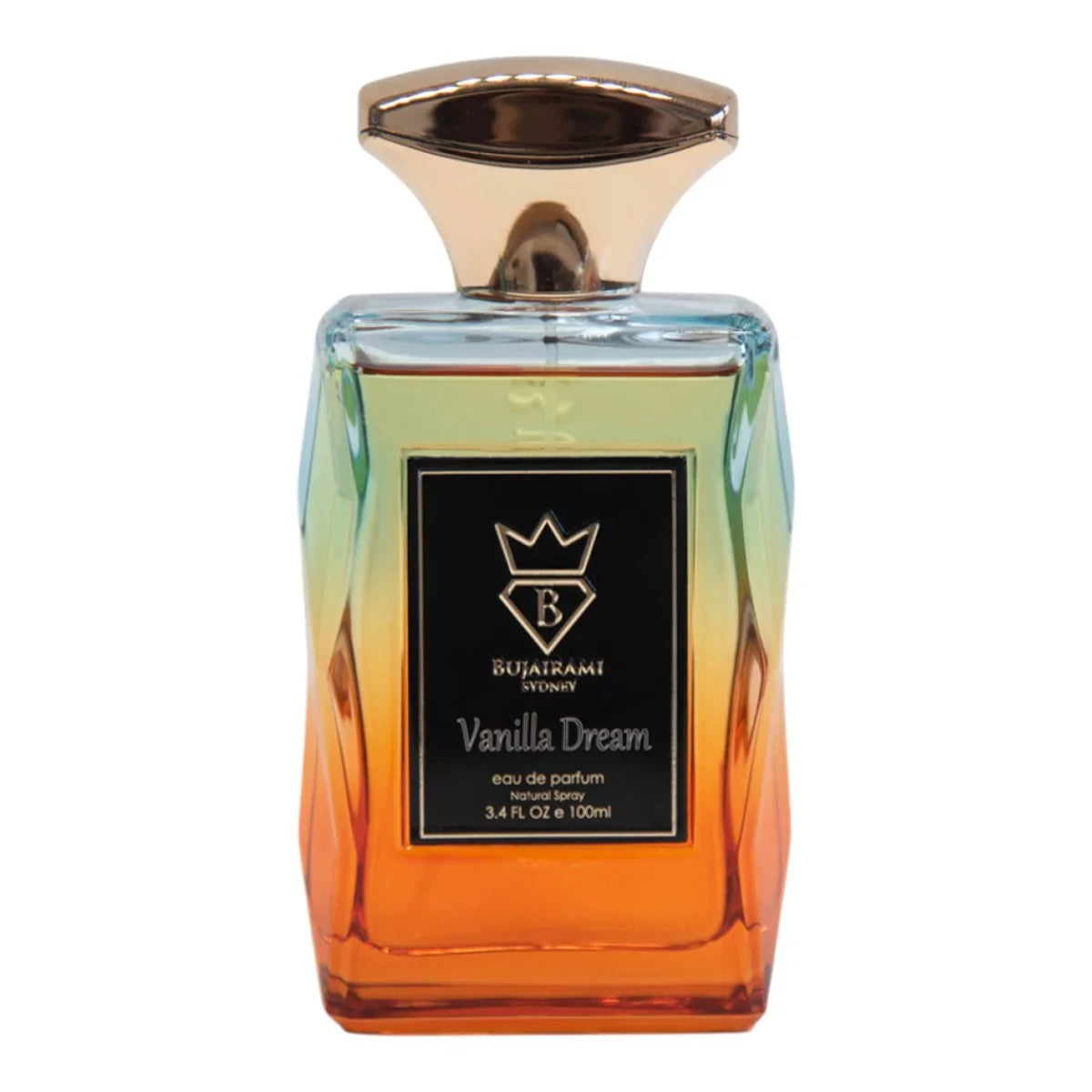 Bujatrami Sydney Vanilla Dream Eau de Parfum – Luxusparfum mit goldener Kappe und farbverlaufendem Glasflakon