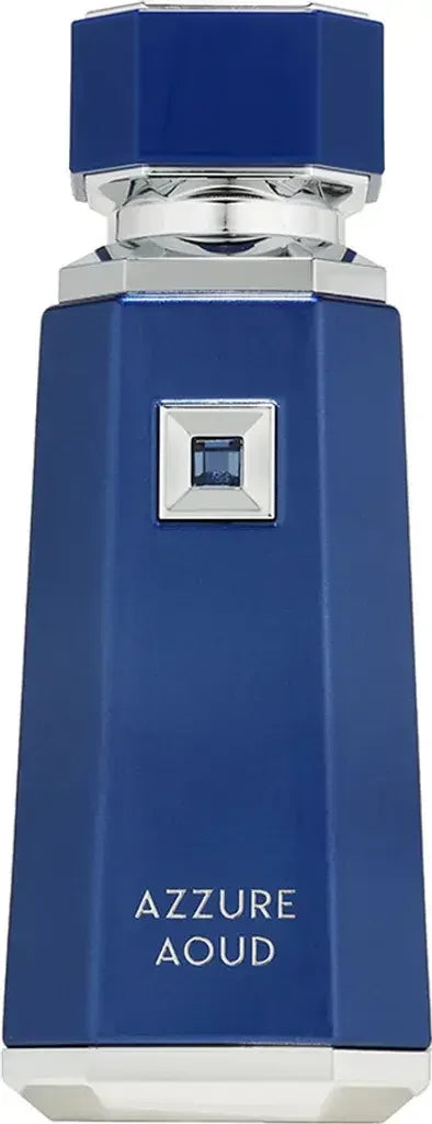 Blauer Flakon von Azzure Aoud Luxusparfum, modernes Design, Unisex-Duft