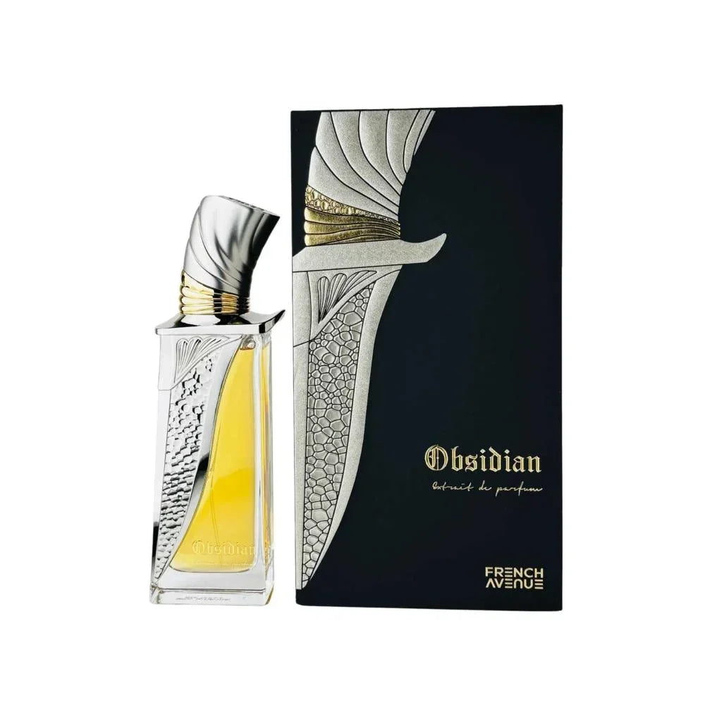 Luxus Parfumflakon und Verpackung mit silber-goldenem Dolchdesign, Duft für Damen und Herren