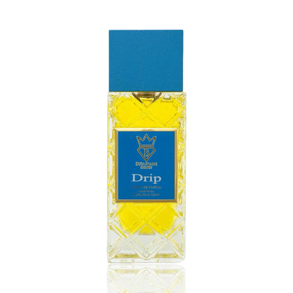 Bujairami Sydney Drip Extrait de Parfum, gelber Duft in edler Flasche mit blauem Deckel