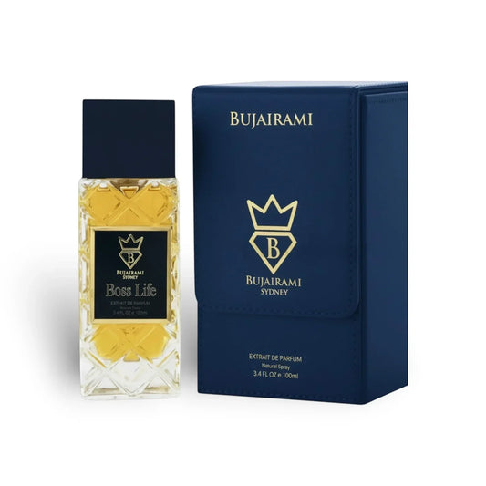 Bujairami Boss Life Extrait de Parfum in edler Flasche mit dunkelblauer Verpackung, 100ml