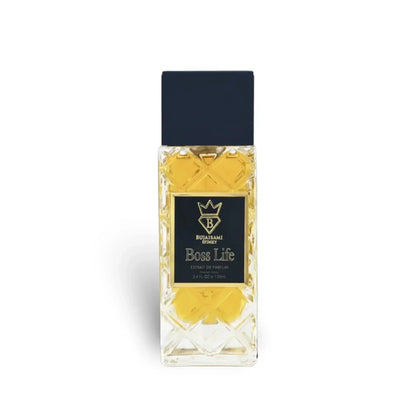 Boss Life Extrait de Parfum von Bujaisami Sydney, luxuriöses Parfum mit goldener Flasche und schwarzem Deckel