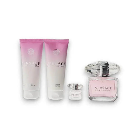 Versace Bright Crystal Duftset mit Eau de Toilette, Körperlotion und Duschgel, luxuriöse Damenparfums