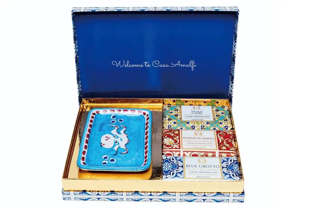CASA AMALFI BLUE MAIOLICA 3 SOAP GIFT SET