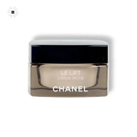 Chanel Le Lift Crème Riche Luxus-Gesichtscreme im edlen Tiegel, Produktfoto vor weißem Hintergrund