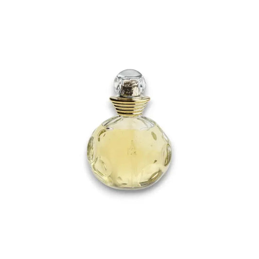 Runder Flakon mit goldenem Verschluss, gefüllt mit gelbem Eau de Toilette Duft