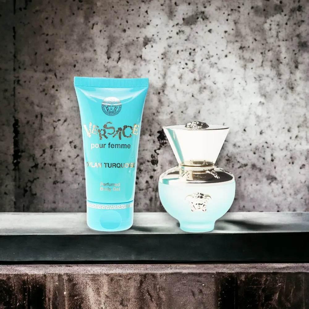Versace Dylan Turquoise Duftset für Damen mit Eau de Toilette und Duschgel, türkisfarben