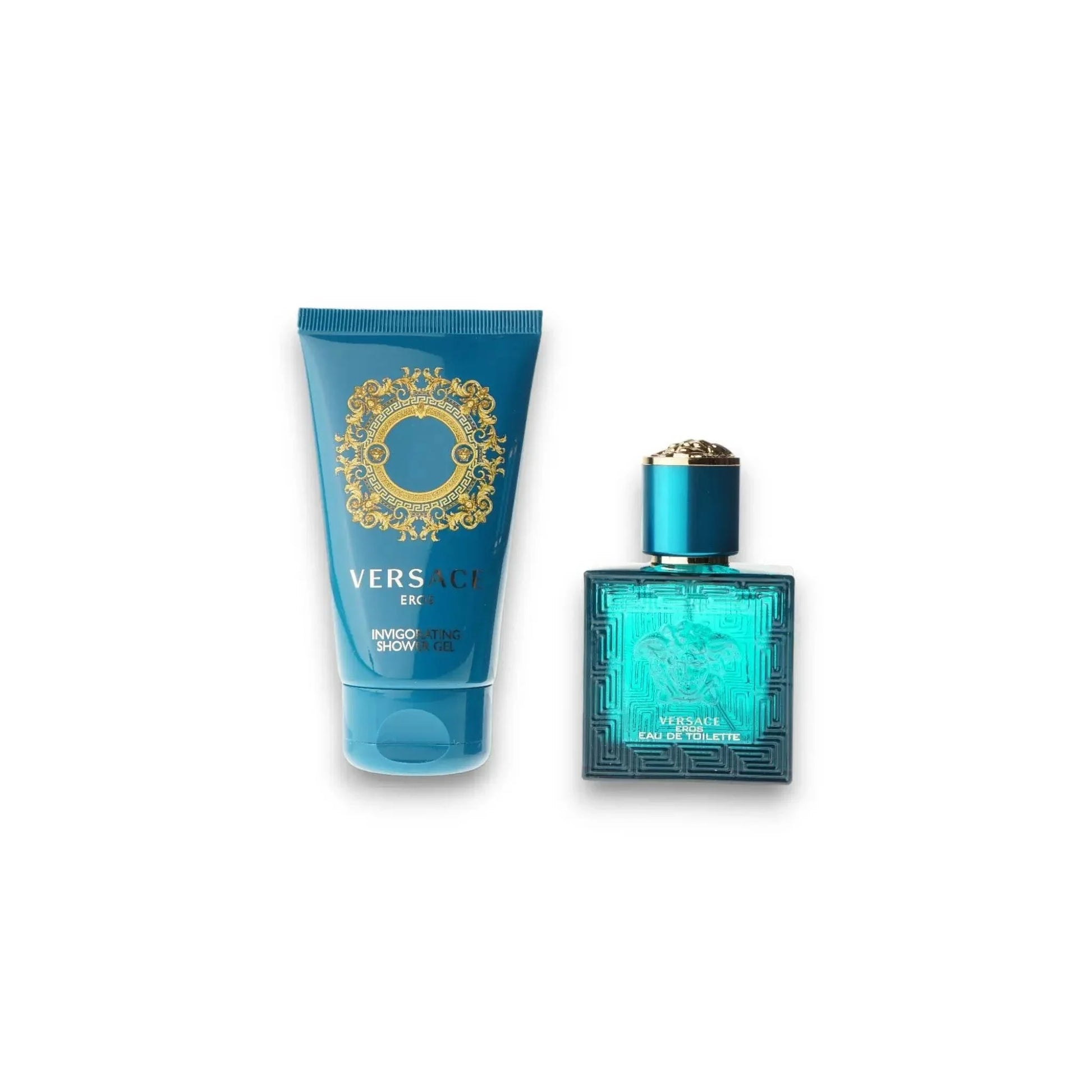 Versace Eros Herren Duftset mit Eau de Toilette und Duschgel, luxuriös, türkisblau