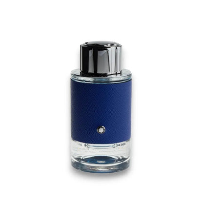 Luxusparfum für Herren im eleganten, runden Flakon mit blauer Hülle und silbernem Verschluss