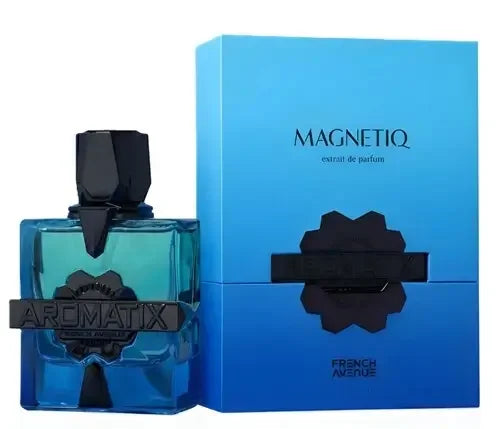 Luxus Unisex Parfum MAGNETIQ 100ml in eckigem blauen Flakon mit passender Box
