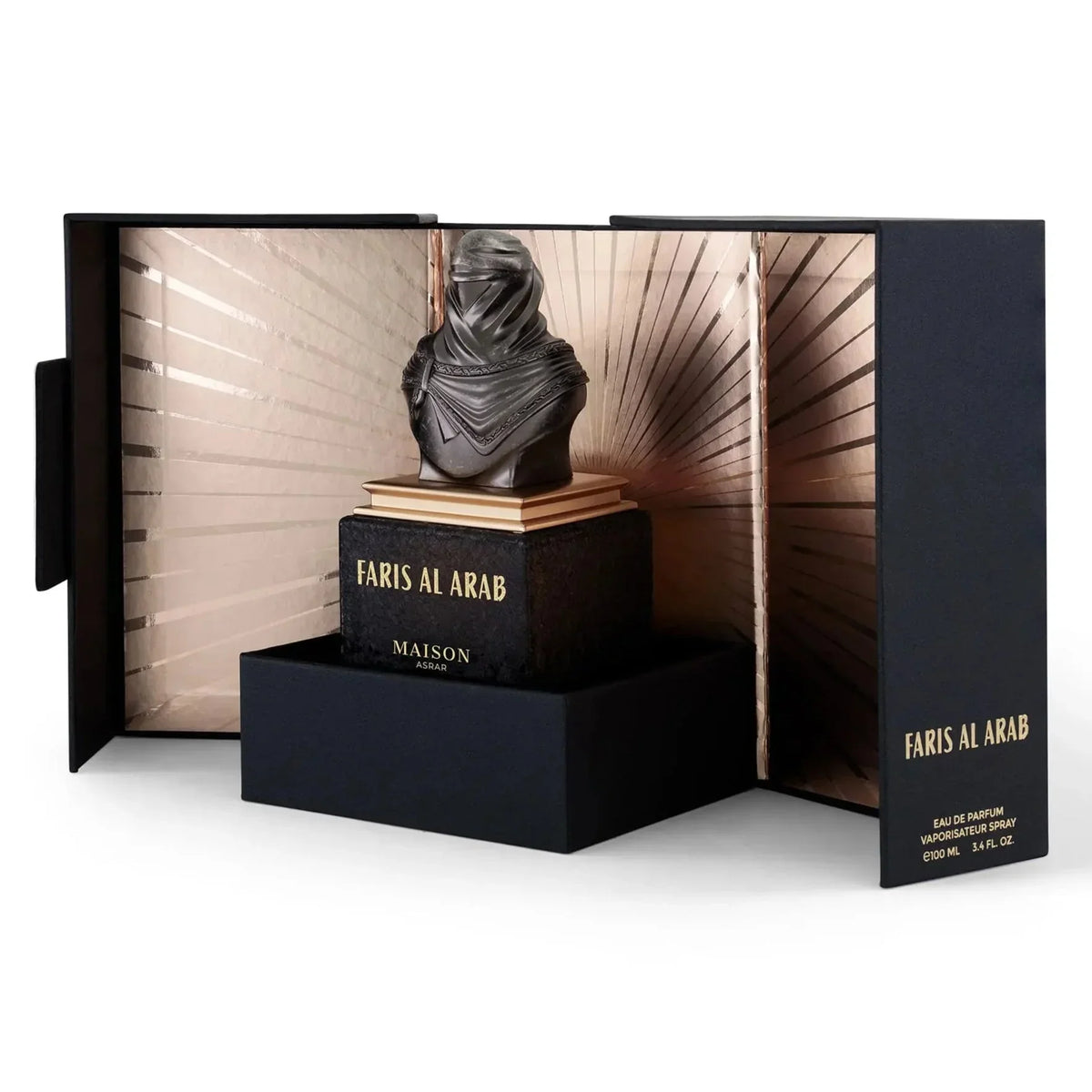 Luxus Parfum Faris Al Arab 100ml in edler Geschenkbox, schwarze Skulptur-Flasche
