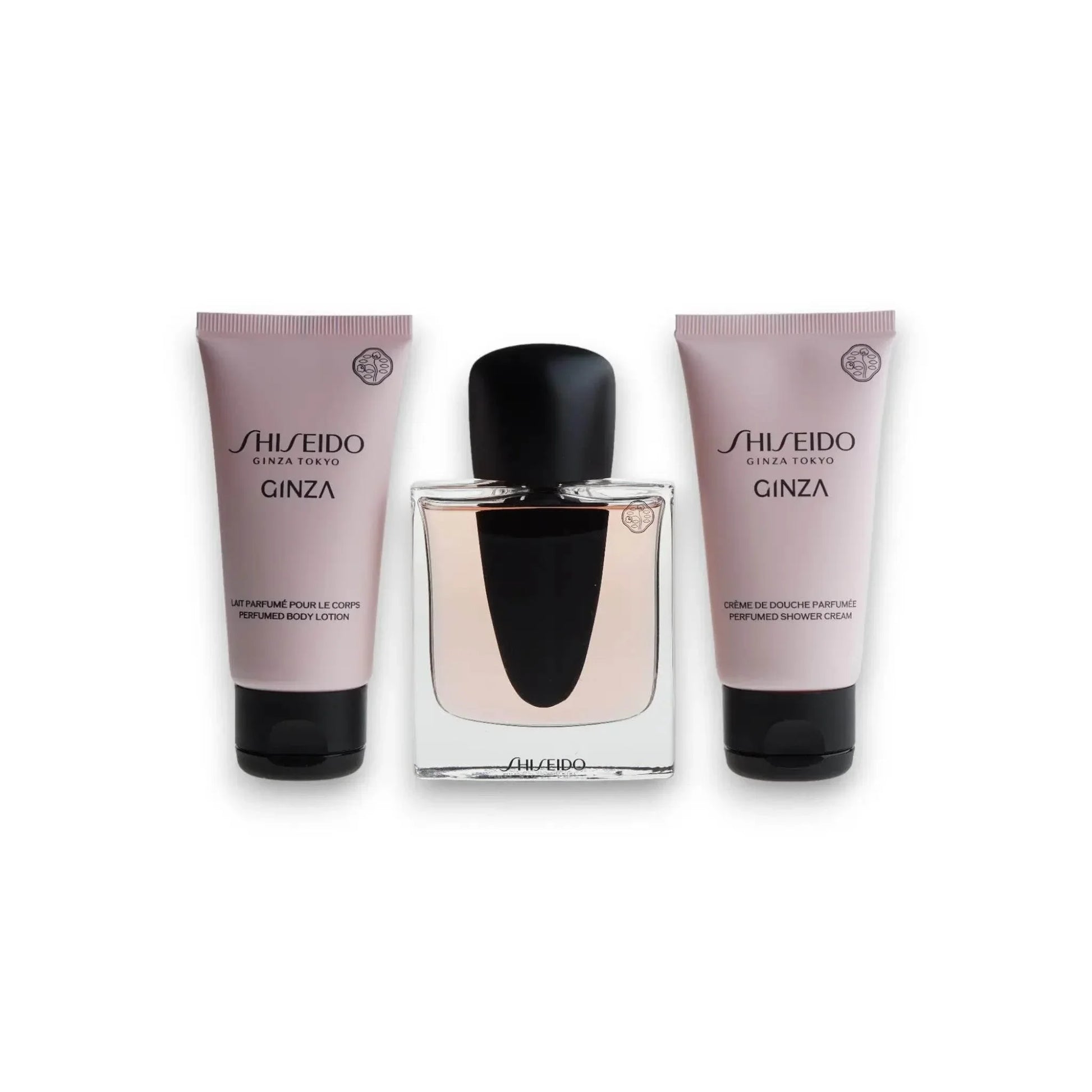 Ginza Duftset mit Eau de Parfum, Bodylotion und Duschcreme, elegant arrangiert