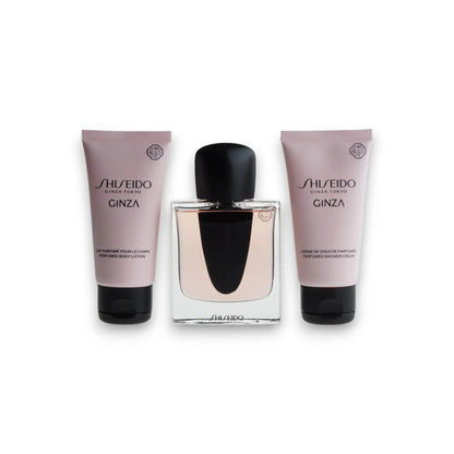 Ginza Duftset mit Eau de Parfum, Bodylotion und Duschcreme, elegant arrangiert