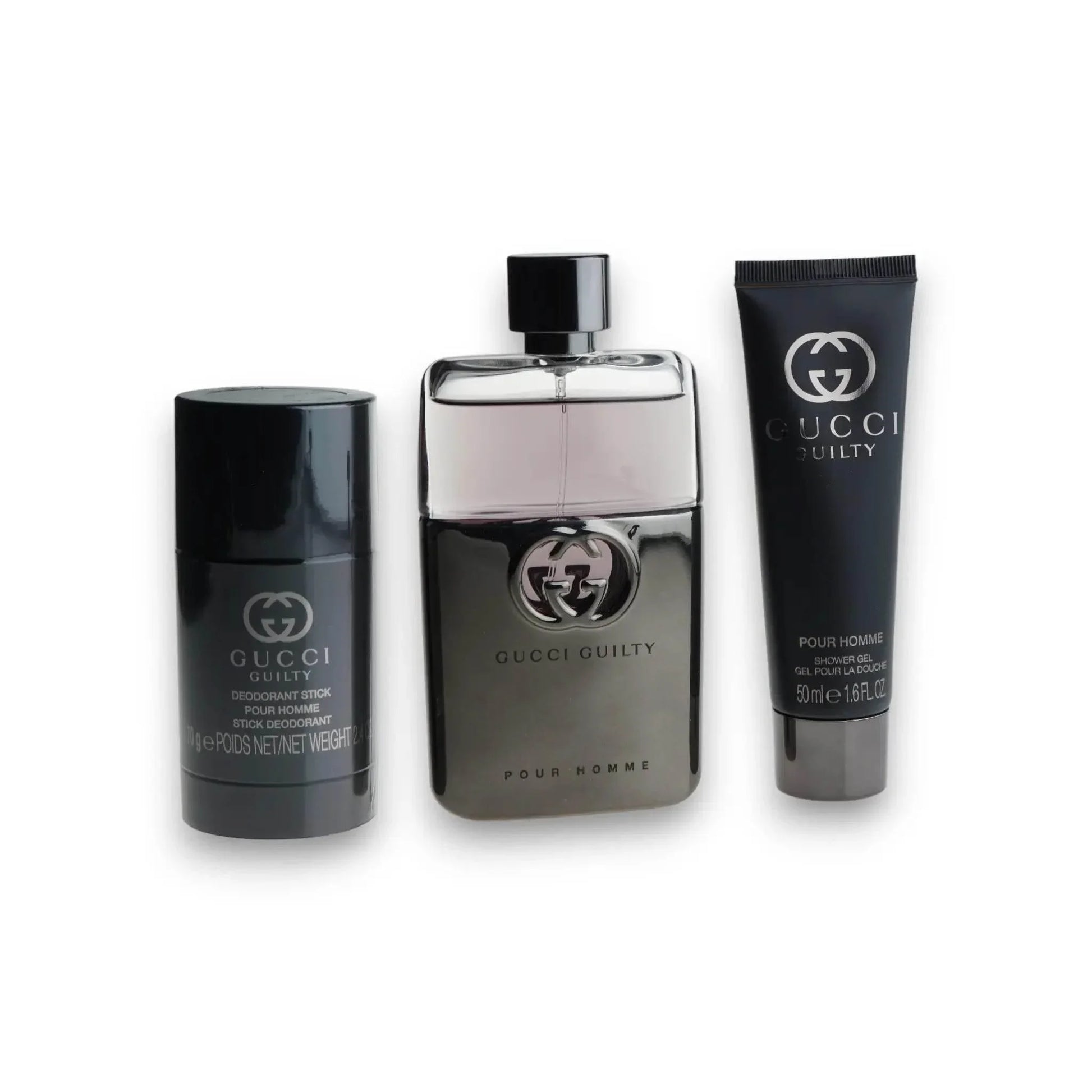 Herren Duftset mit Eau de Toilette, Duschgel und Deostick, edles schwarzes Design.