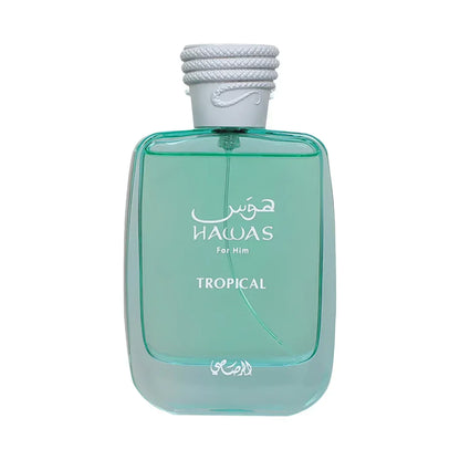 Hawas Tropical Herrenduft Eau de Parfum Flakon, türkisgrüne Parfümflasche, 100ml