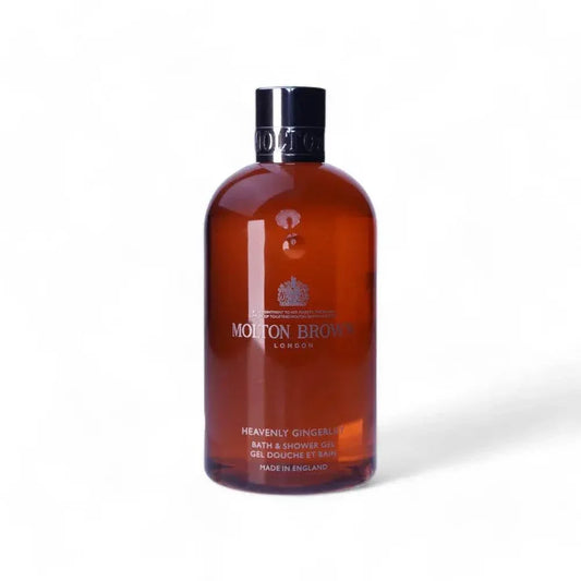 Molton Brown Heavenly Gingerlily Bade- und Duschgel braune Flasche auf weißem Hintergrund