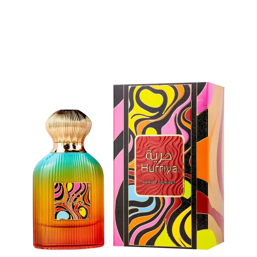 Hurriya Unisex Parfum mit bunter Flasche und Box, arabischer Luxusduft