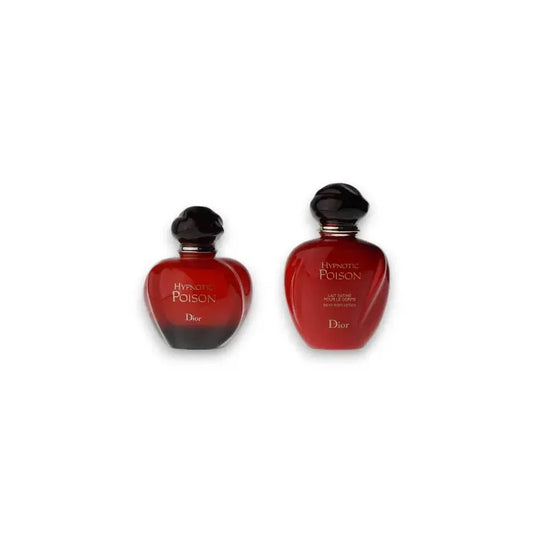 Hypnotic Poison Duftset mit Eau de Toilette und Body Lotion, elegante rote Flakons