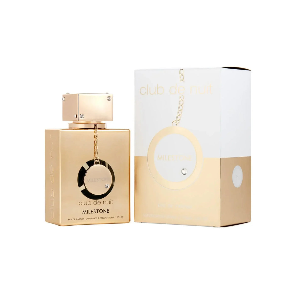 Edles Parfum in goldener Flasche neben passender Verpackung, luxuriöses Damen und Herrenparfum