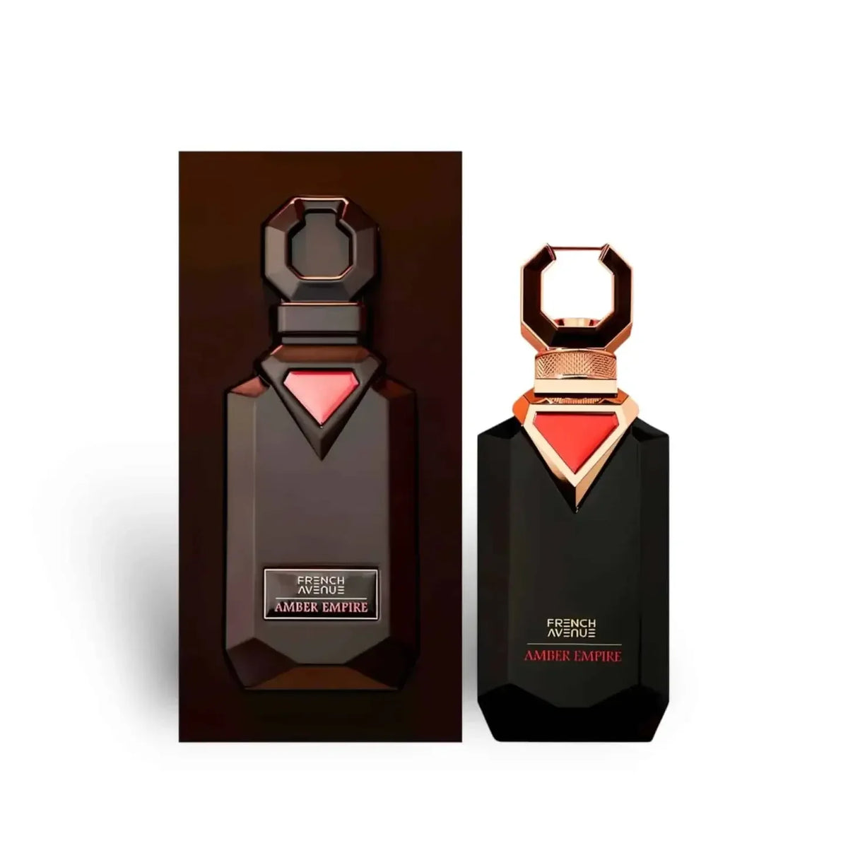 Luxuriöses Parfumflakon Amber Empire mit gold-schwarzem Design, eleganter Unisex-Duft