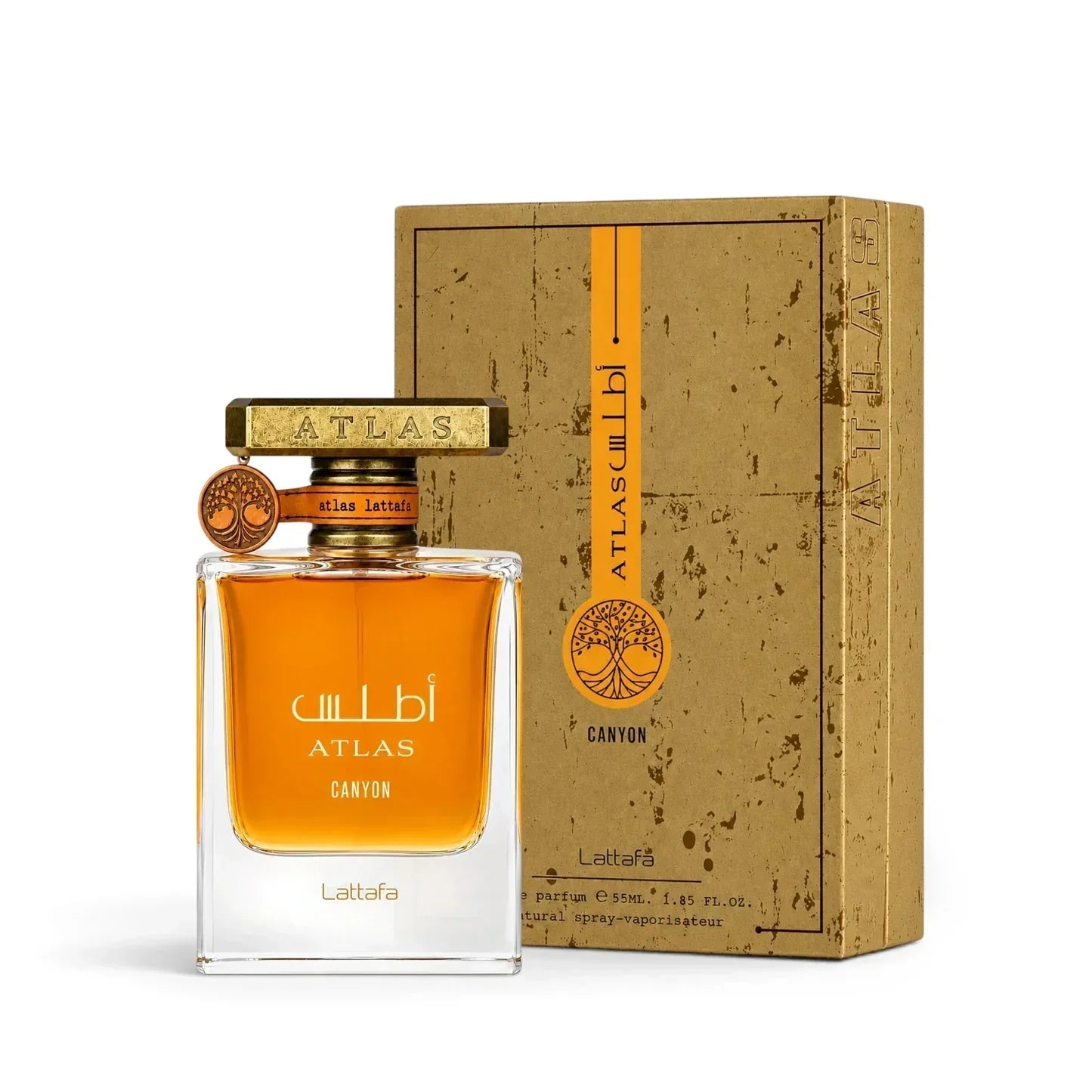 Lattafa Atlas Canyon Luxusparfüm Flakon mit goldener Verpackung