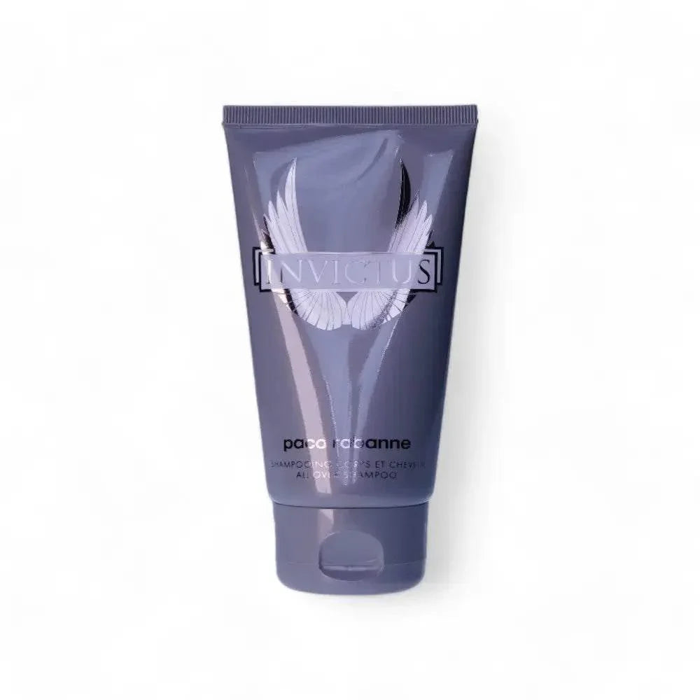 Invictus Duschgel Tube auf weißem Hintergrund, elegantes Design und silbernes Flügelmotiv
