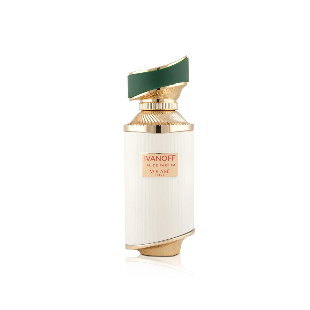 Eleganter Flakon Ivanoff Eau de Parfum Volaré Prive mit goldenen und grünen Akzenten