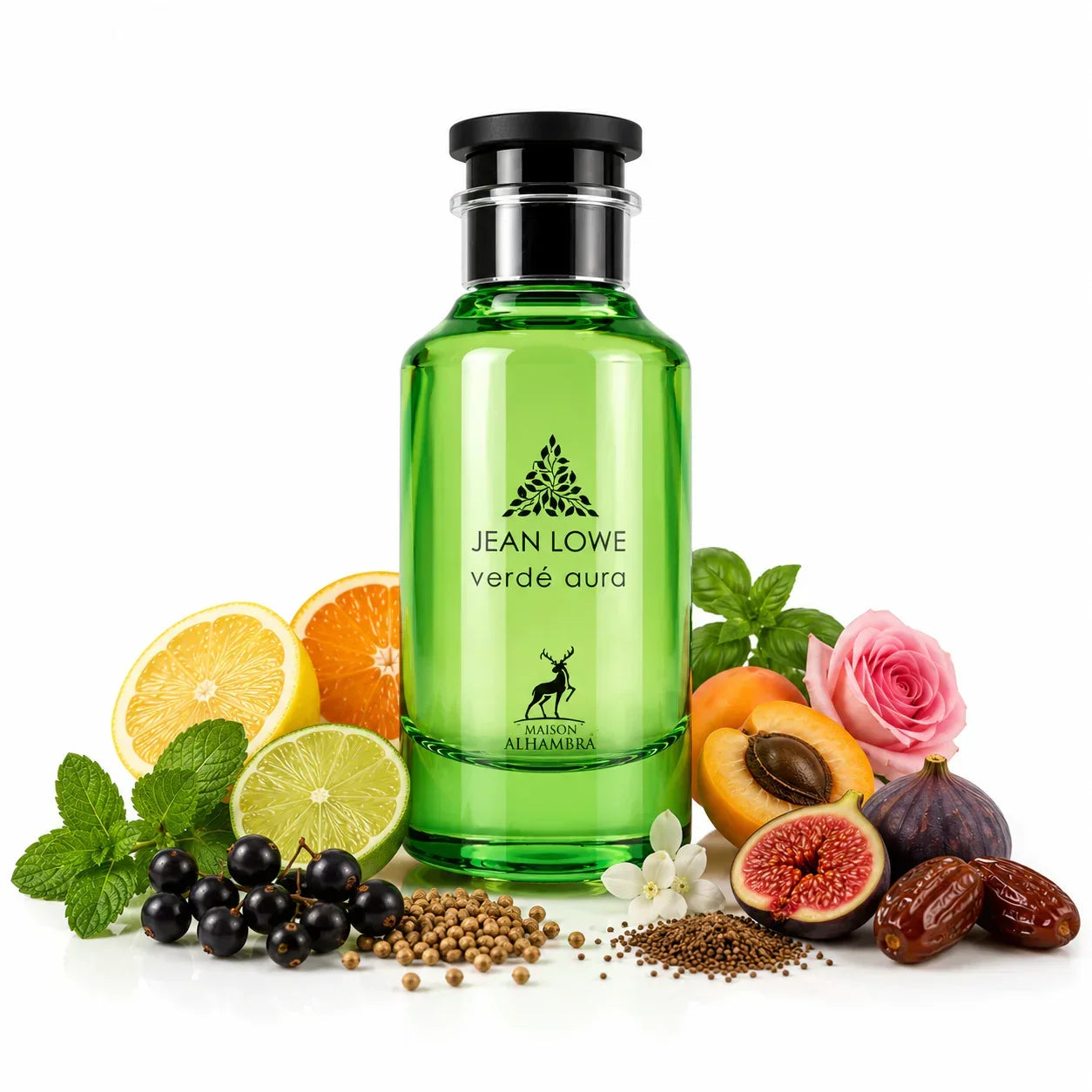 Jean Lowe verde aura Parfümflasche mit Zitrusfrüchten, Beeren, Feigen und Rosen – luxuriöser Duft für Damen & Herren