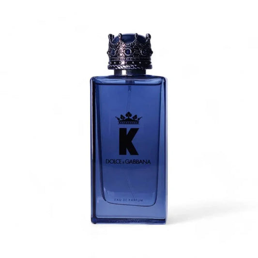 Blauer Parfumflakon mit Kronenkappe und K-Logo, Herren Eau de Parfum, Luxusduft